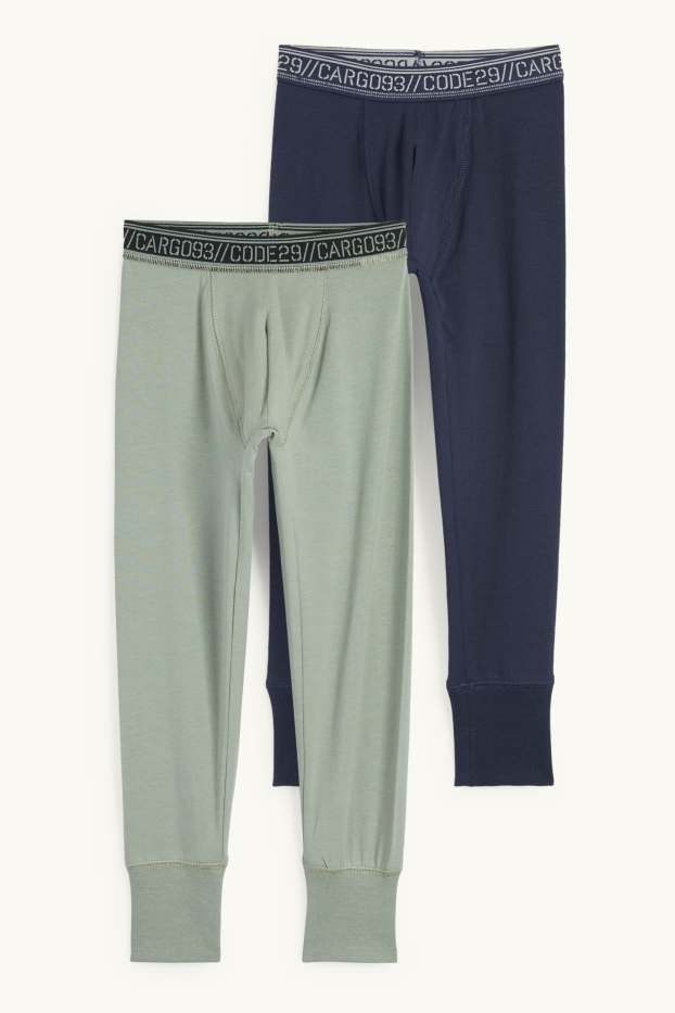 Enfants garçons - Lot de 2 - caleçons longs - bleu foncé