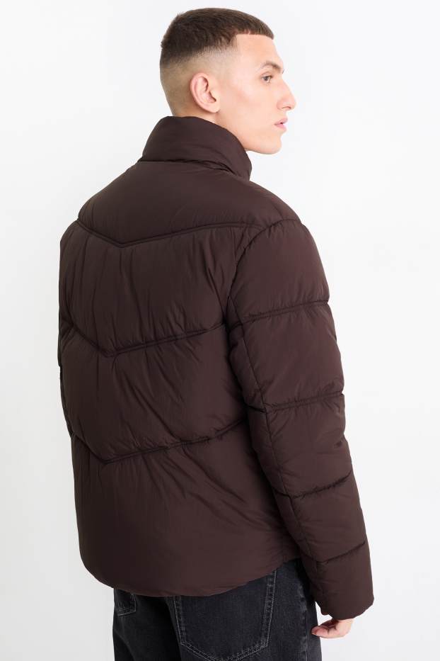 Bărbați - Geacă matlasată - maro închis