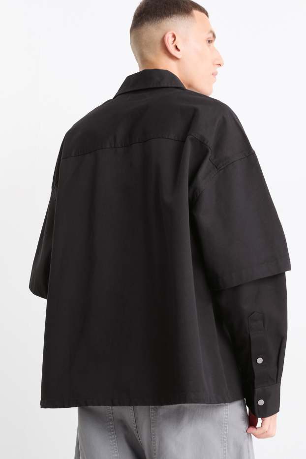 Home - Camisa - relaxed fit - Kent - look 2 en 1 - negre