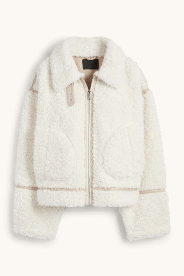 Femmes - Blouson en peluche - blanc crème