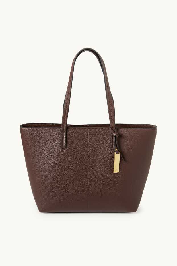 Dames - Grote shopper - imitatieleer - donkerbruin