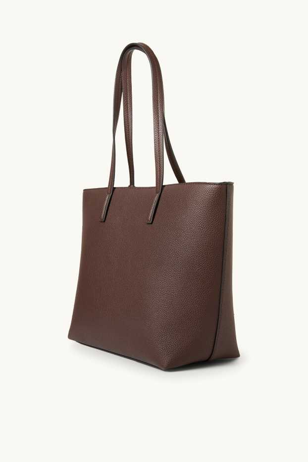 Dames - Grote shopper - imitatieleer - donkerbruin
