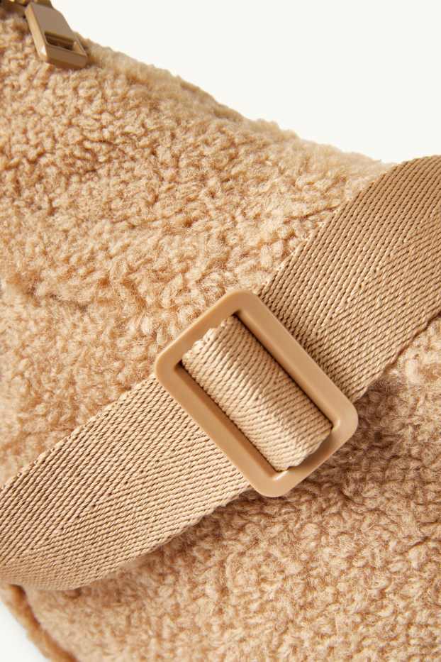 Dames - Schoudertas van teddybont - beige