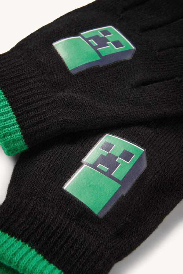 Bambini - Minecraft - guanti in maglia - nero