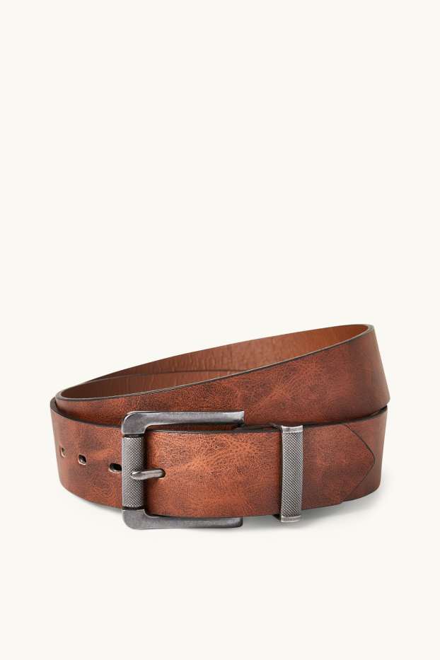 Herren - Gürtel - Lederimitat - braun