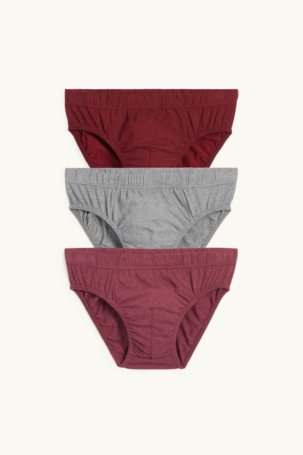 Hommes - Lot de 3 - slips - bordeaux