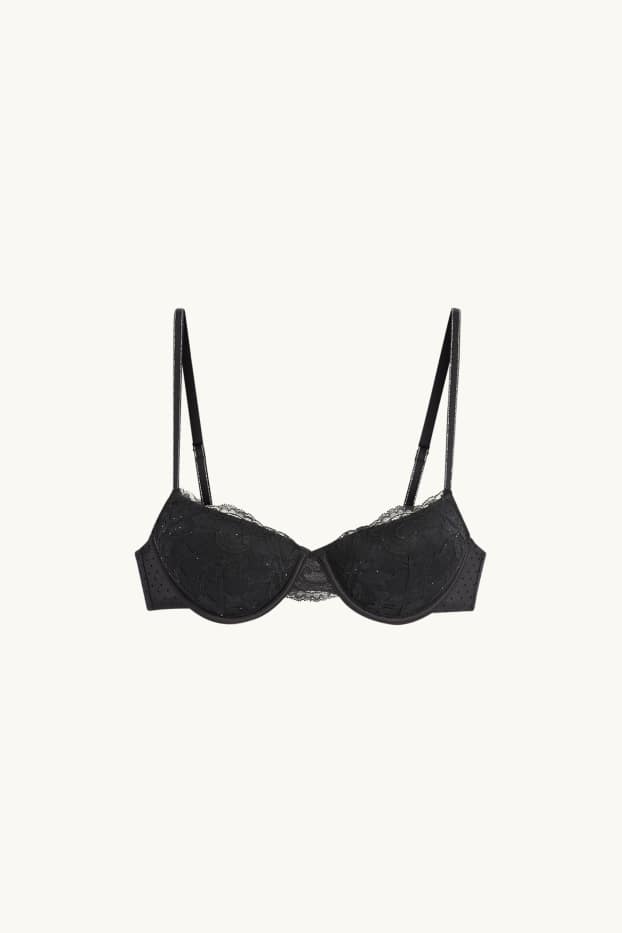 Femei - Sutien cu armătură - DEMI - vătuit - negru