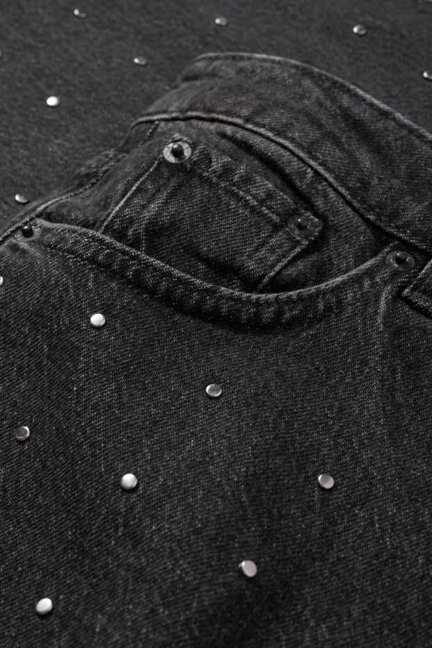 Dona - Wide leg jeans - mid waist - gris fosc
