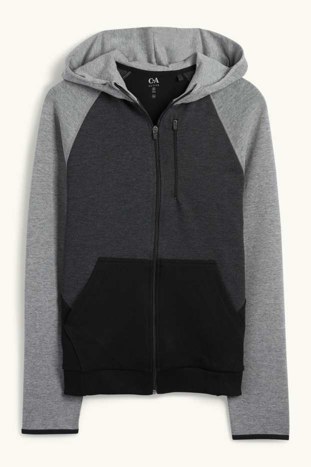 Herren - Funktions-Sweatjacke mit Kapuze - schwarz