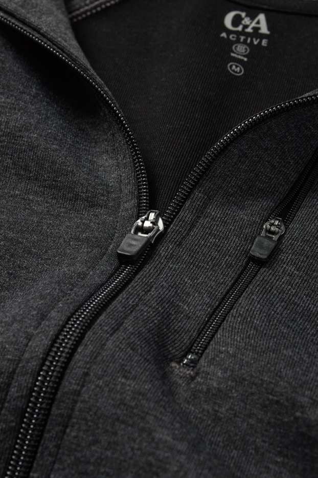Herren - Funktions-Sweatjacke mit Kapuze - schwarz
