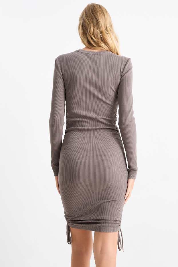 Donna - Vestito aderente - a coste - grigio