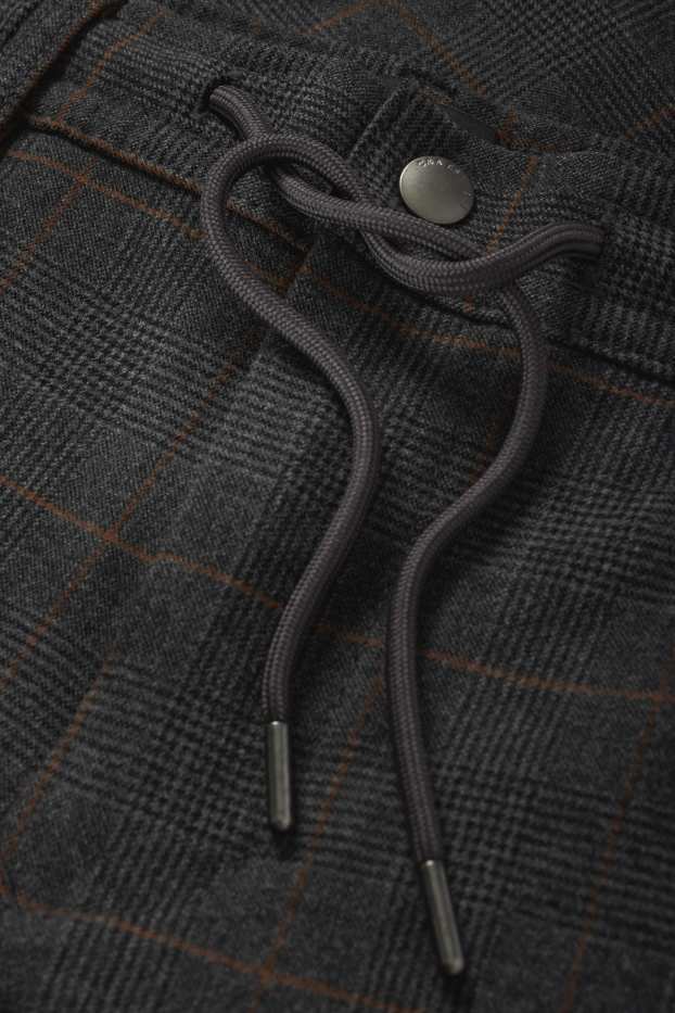 Pánské - Kalhoty chino - tapered fit - kostkované - tmavošedá