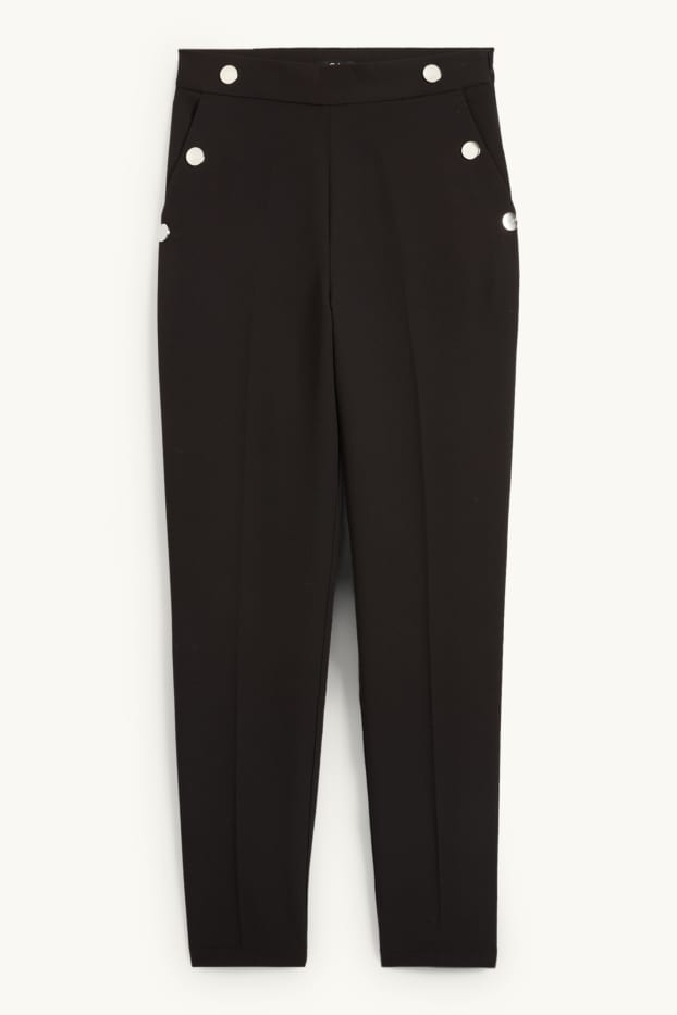 Dona - Pantalons de tela - high waist - tapered fit - negre