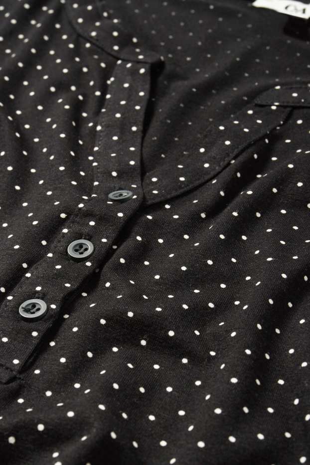 Women - Long sleeve top - polka dot - black