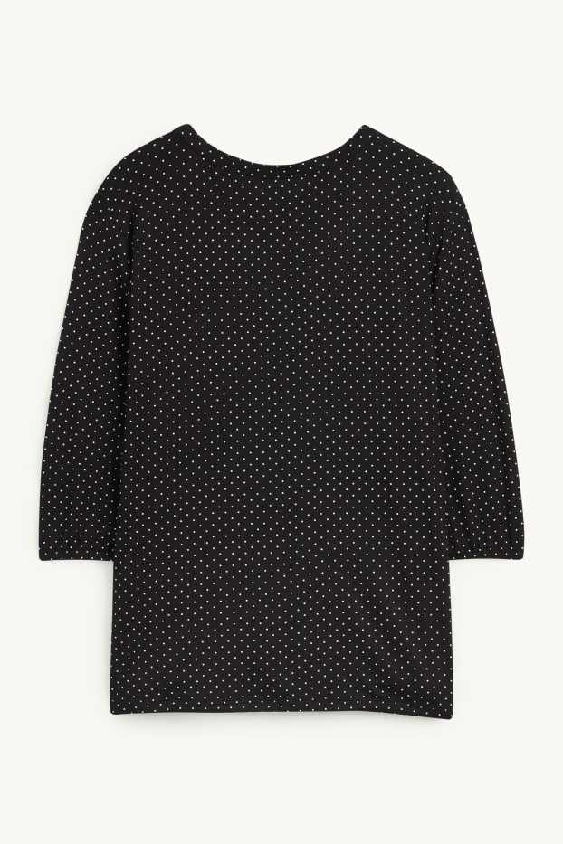 Women - Long sleeve top - polka dot - black