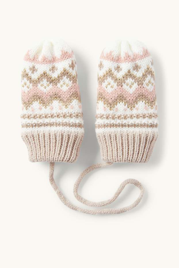 Neonate - Muffole in maglia per neonati - fantasia - beige