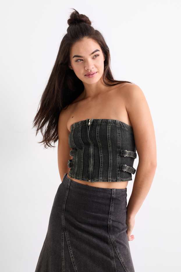 Femmes - Bustier en jean - jean gris foncé