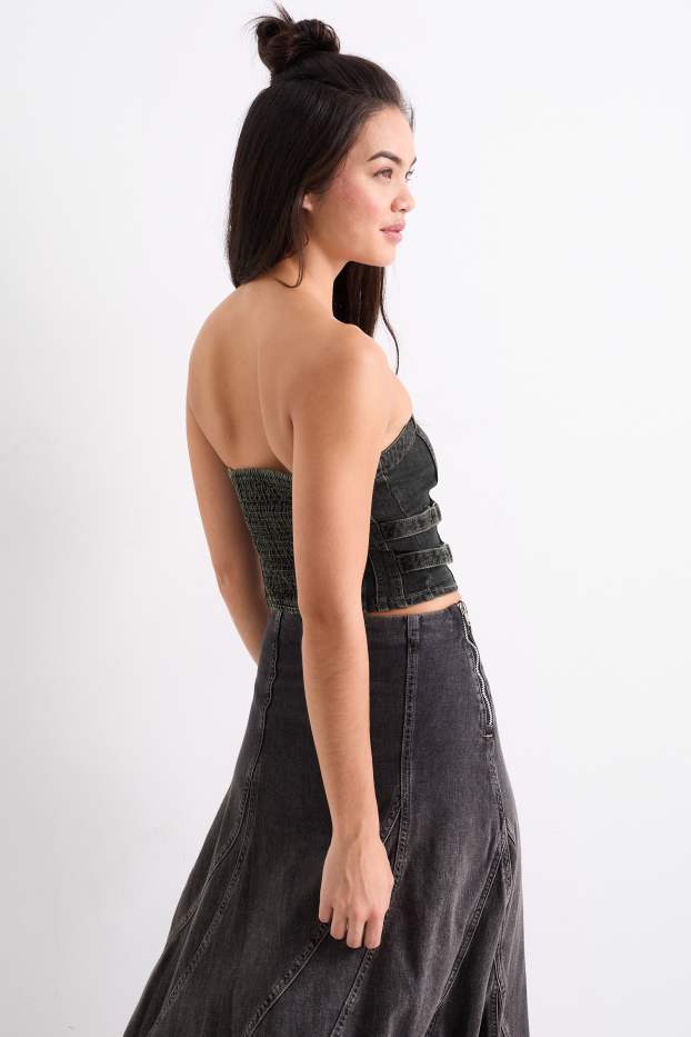 Femmes - Bustier en jean - jean gris foncé