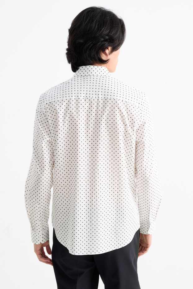 Herren - Hemd - Regular Fit - Kent - Minimal-Print - strukturiert - weiß