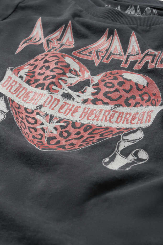 Femmes - Haut court à manches longues - Def Leppard - gris anthracite