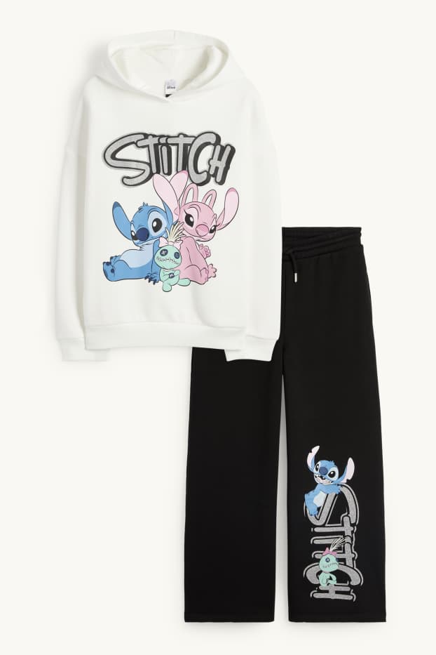 Enfants filles - Lilo & Stitch - ensemble - sweat à capuche et pantalon de jogging - 2 pièces - blanc