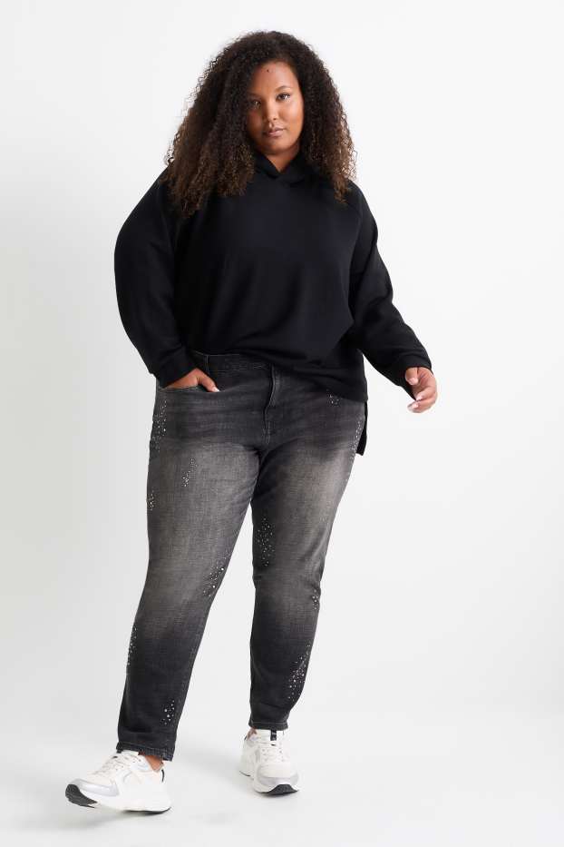 Femmes - Boyfriend jean - mid waist - gris foncé