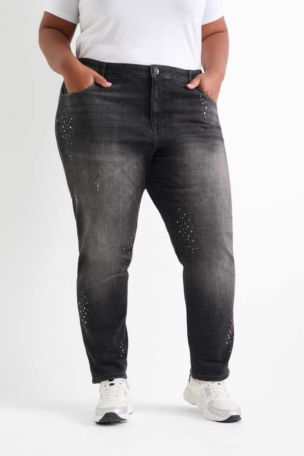 Femmes - Boyfriend jean - mid waist - gris foncé