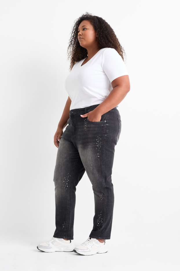 Femmes - Boyfriend jean - mid waist - gris foncé