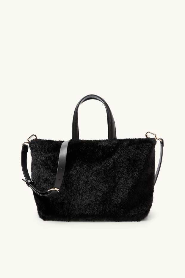 Damen - Großer Shopper mit abnehmbarem Taschengurt - schwarz