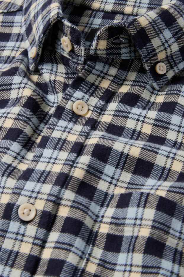 Bărbați - Cămașă din flanel - regular fit - guler cu nasturi - în carouri - albastru închis