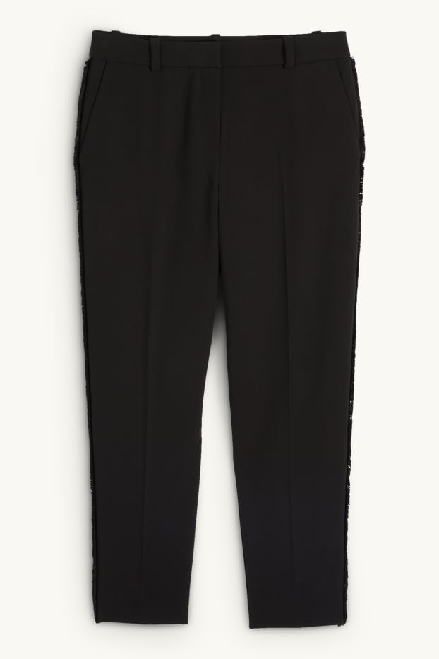 Dámské - Business kalhoty - mid waist - straight fit - černá