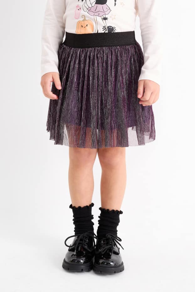 Kinder Mädchen - Halloween - Rock - glänzend - lila