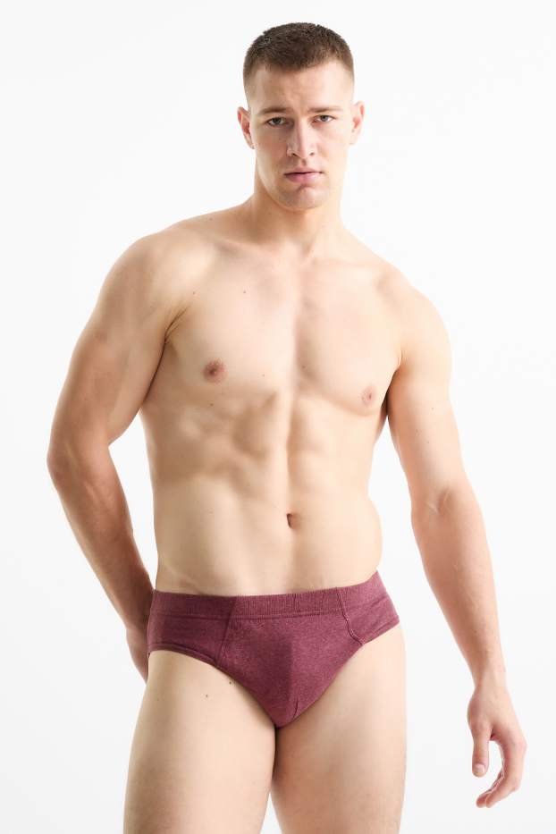 Hommes - Lot de 3 - slips - bordeaux
