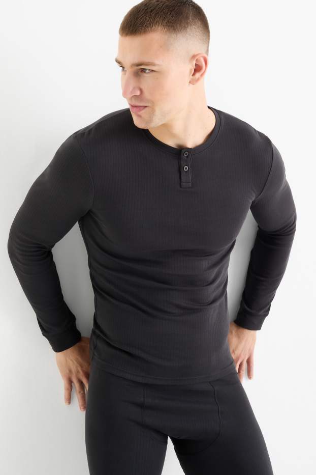 Uomo - Maglia intima - a coste - nero
