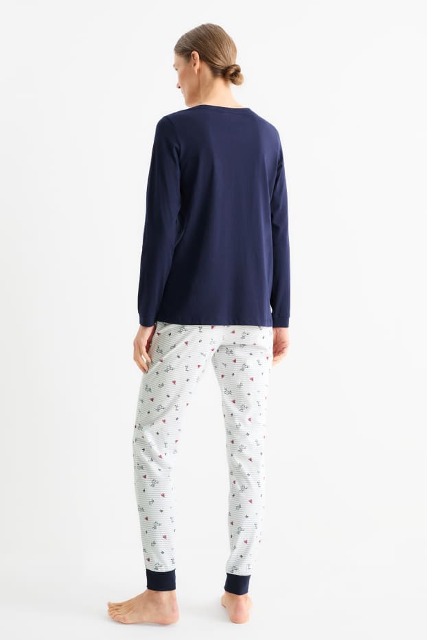Damen - Pyjama - dunkelblau