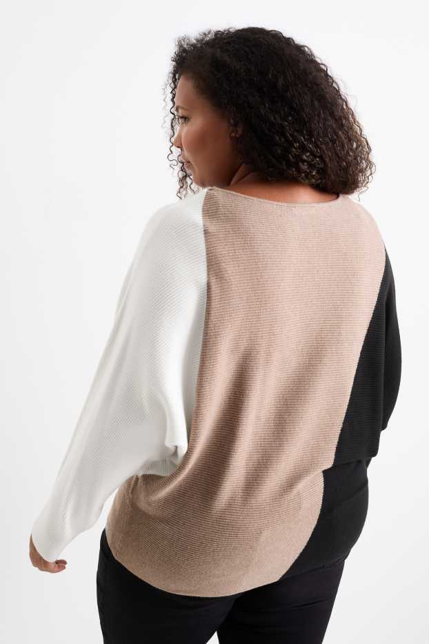 Damen - Pullover - gerippt - beige