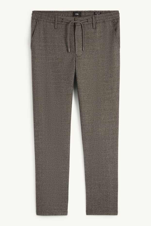 Hommes - Chino - slim fit - à carreaux - marron foncé