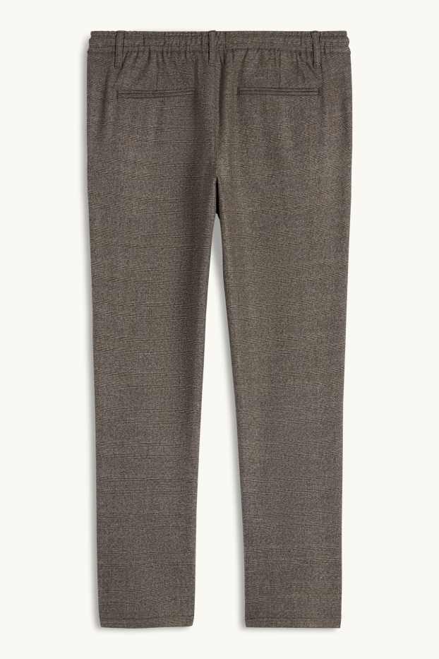 Hommes - Chino - slim fit - à carreaux - marron foncé