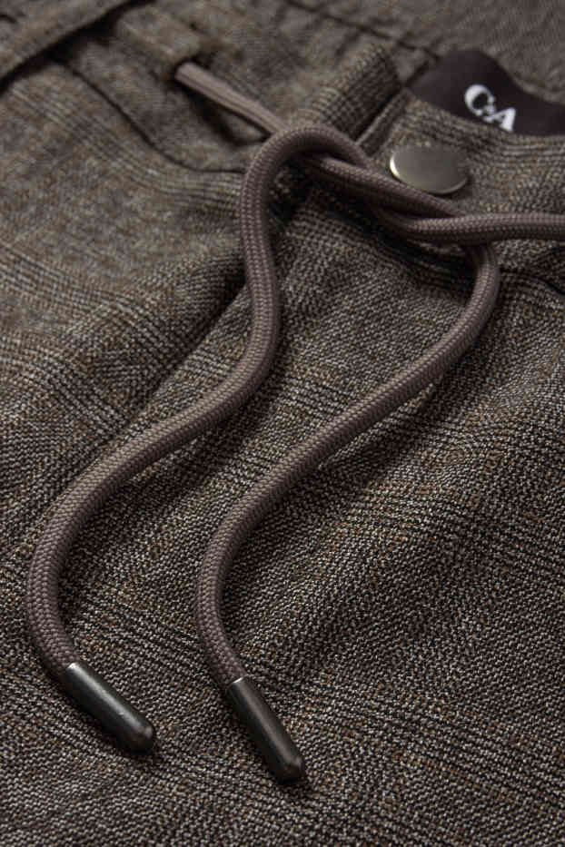 Hommes - Chino - slim fit - à carreaux - marron foncé
