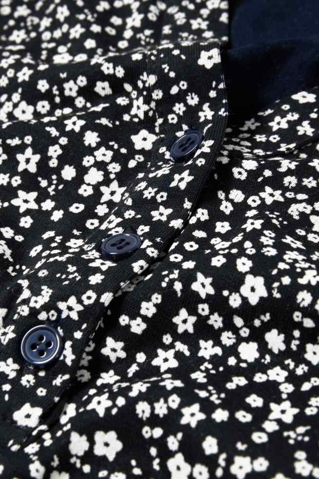 Damen - Langarmshirt - geblümt - schwarz