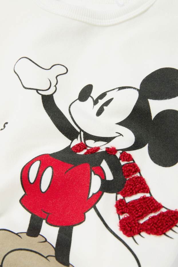 Baby Jungen - Micky Maus - Baby-Weihnachts-Sweatshirt - cremeweiss