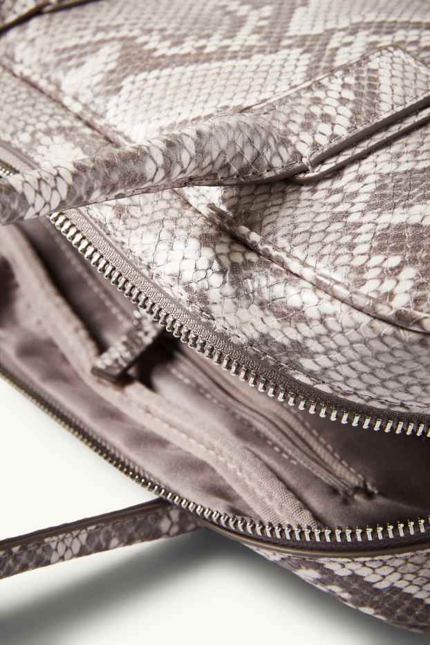 Femmes - Sac d’épaule - synthétique - à motif - beige