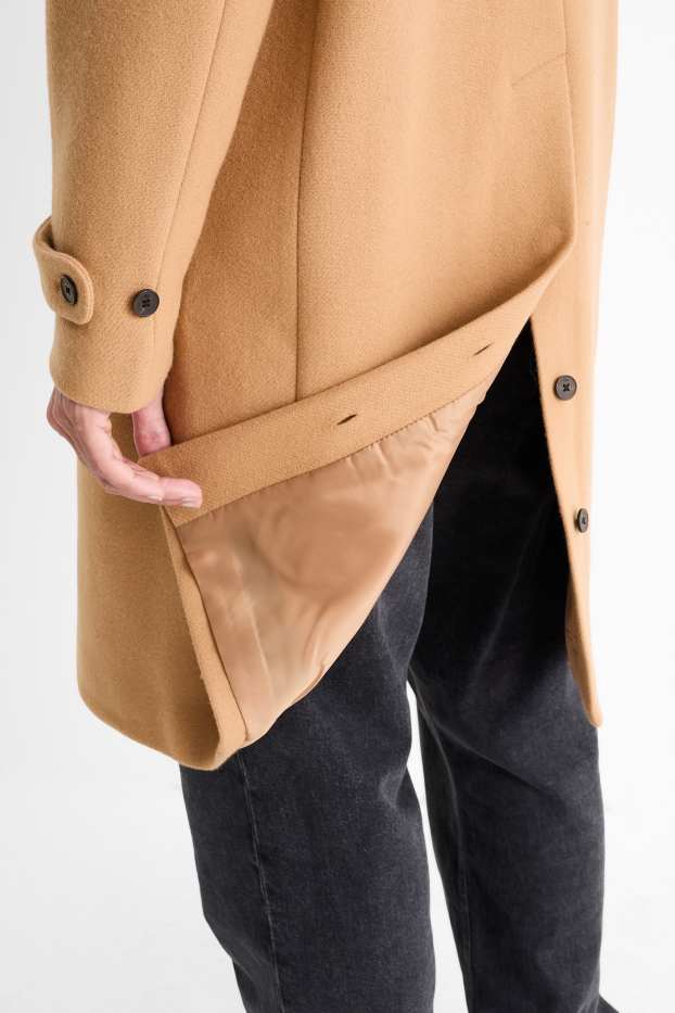 Hommes - Manteau - laine mélangée - marron clair