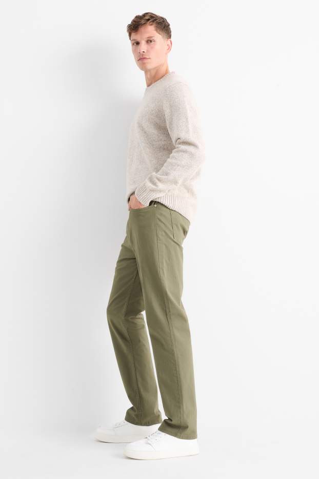Hommes - Pantalon chaud - regular fit - vert foncé