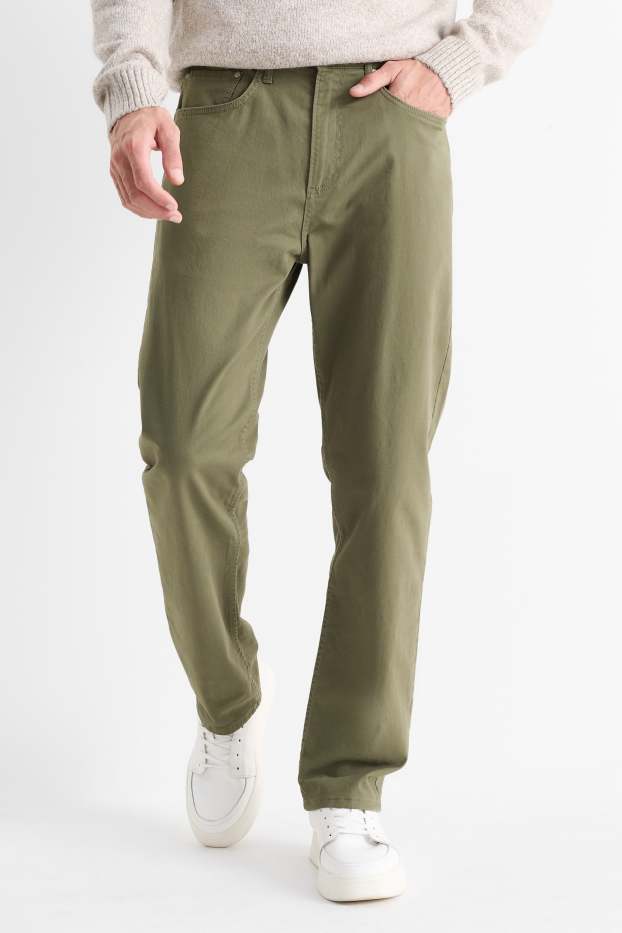 Hommes - Pantalon chaud - regular fit - vert foncé