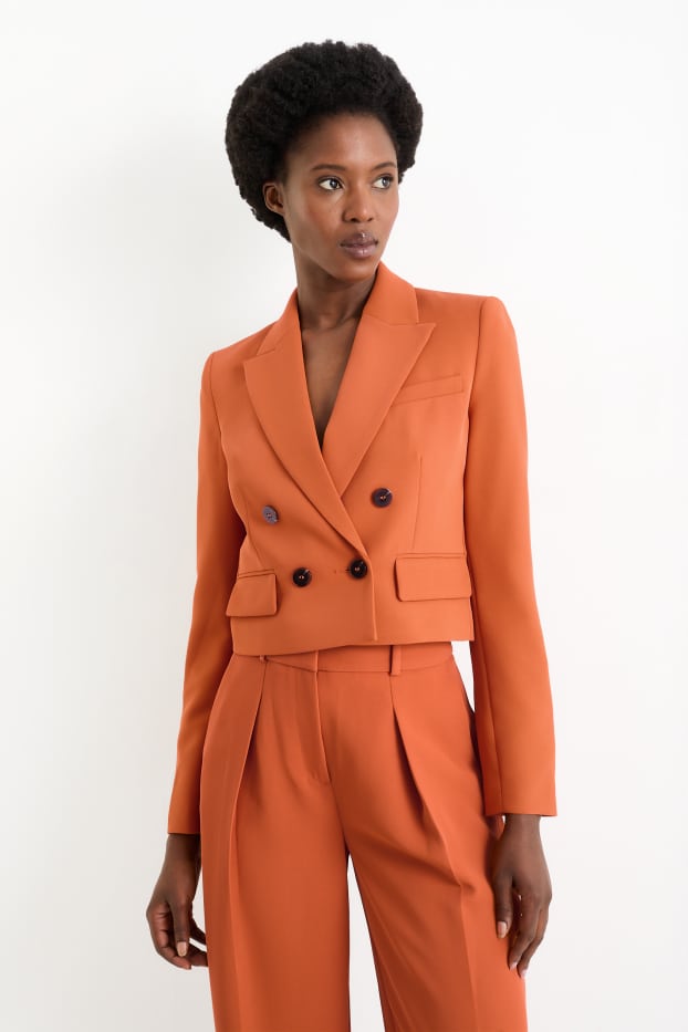 Femei - Blazer crop - regular fit - portocaliu închis