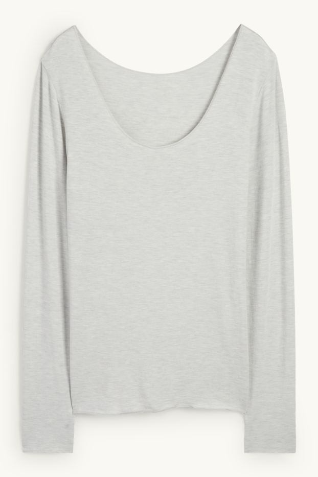 Femmes - Sous-pull en cachemire mélangé - gris clair