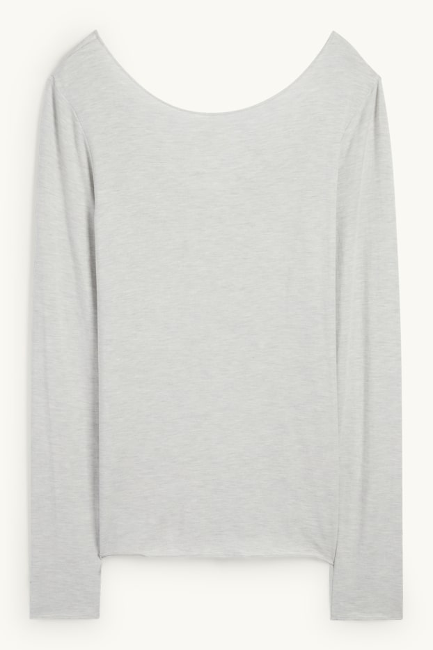 Femmes - Sous-pull en cachemire mélangé - gris clair