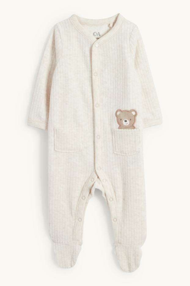 Unisexe - Ourson - pyjama bébé - beige clair