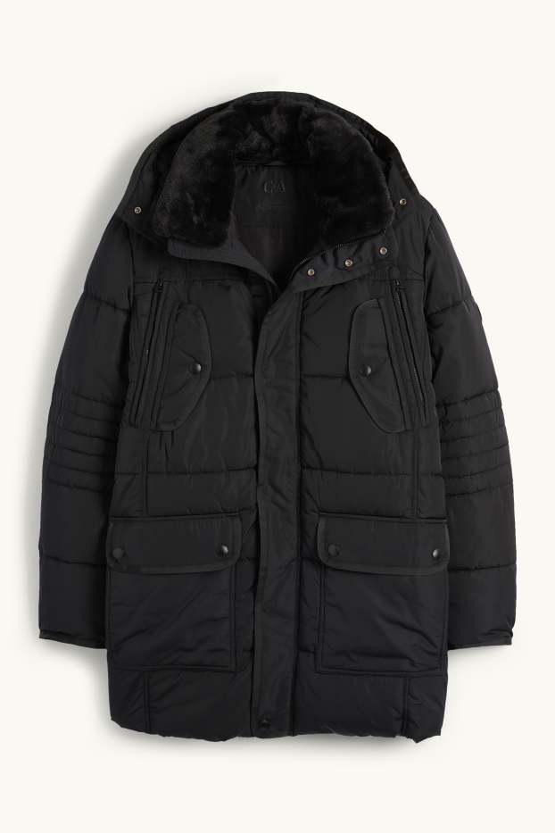 Home - Jaqueta embuatada amb caputxa - impermeable - negre